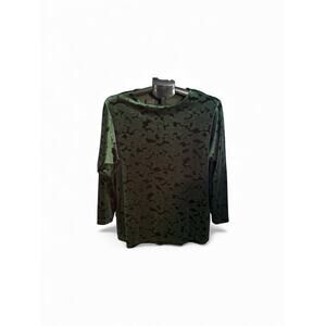 Bechamel Green Floral Velour Pullover Long Sleeve Top Petites Size PM
